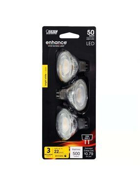 6-Feit Electric Enhance MR16 LED Bulbs, 50W Replacement, Bright White,GU5.3 Base